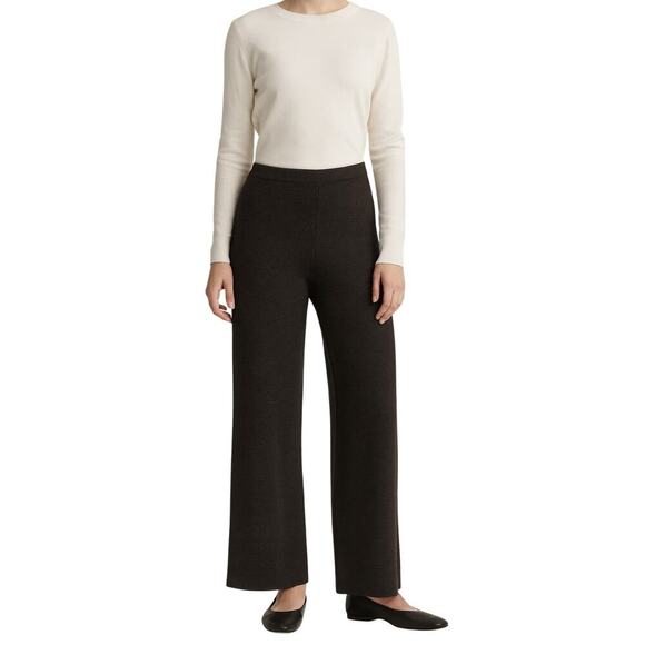 Eileen Fisher Petite Wool Relaxed Pull-on Sweater Pants Dark Brown size SP - Picture 6 of 6
